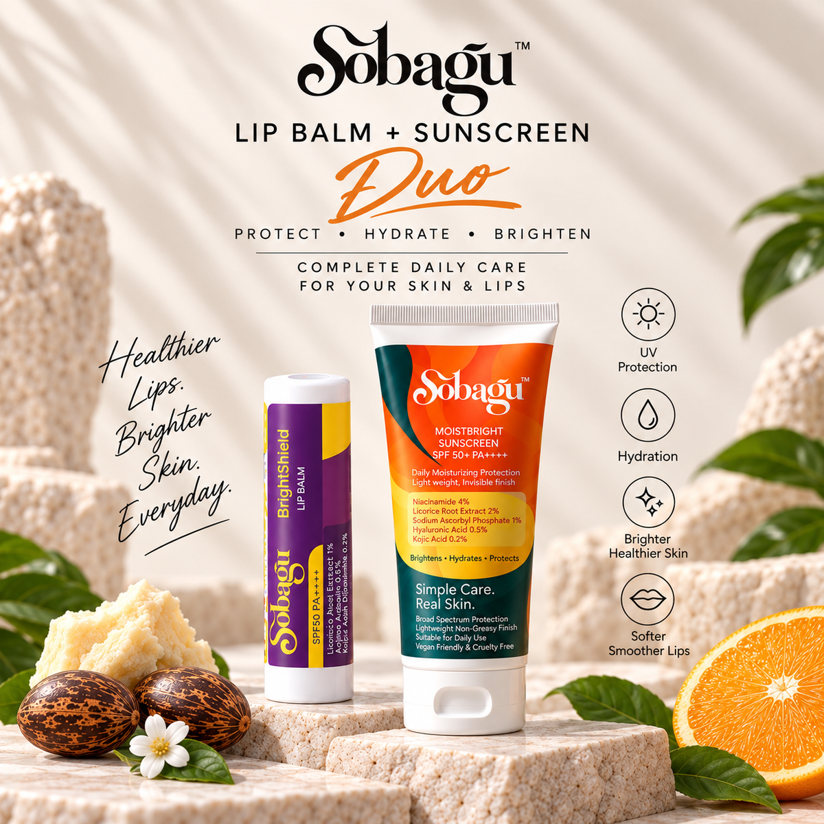 Sobagu Lip Balm + Sunscreen Dual Combo
